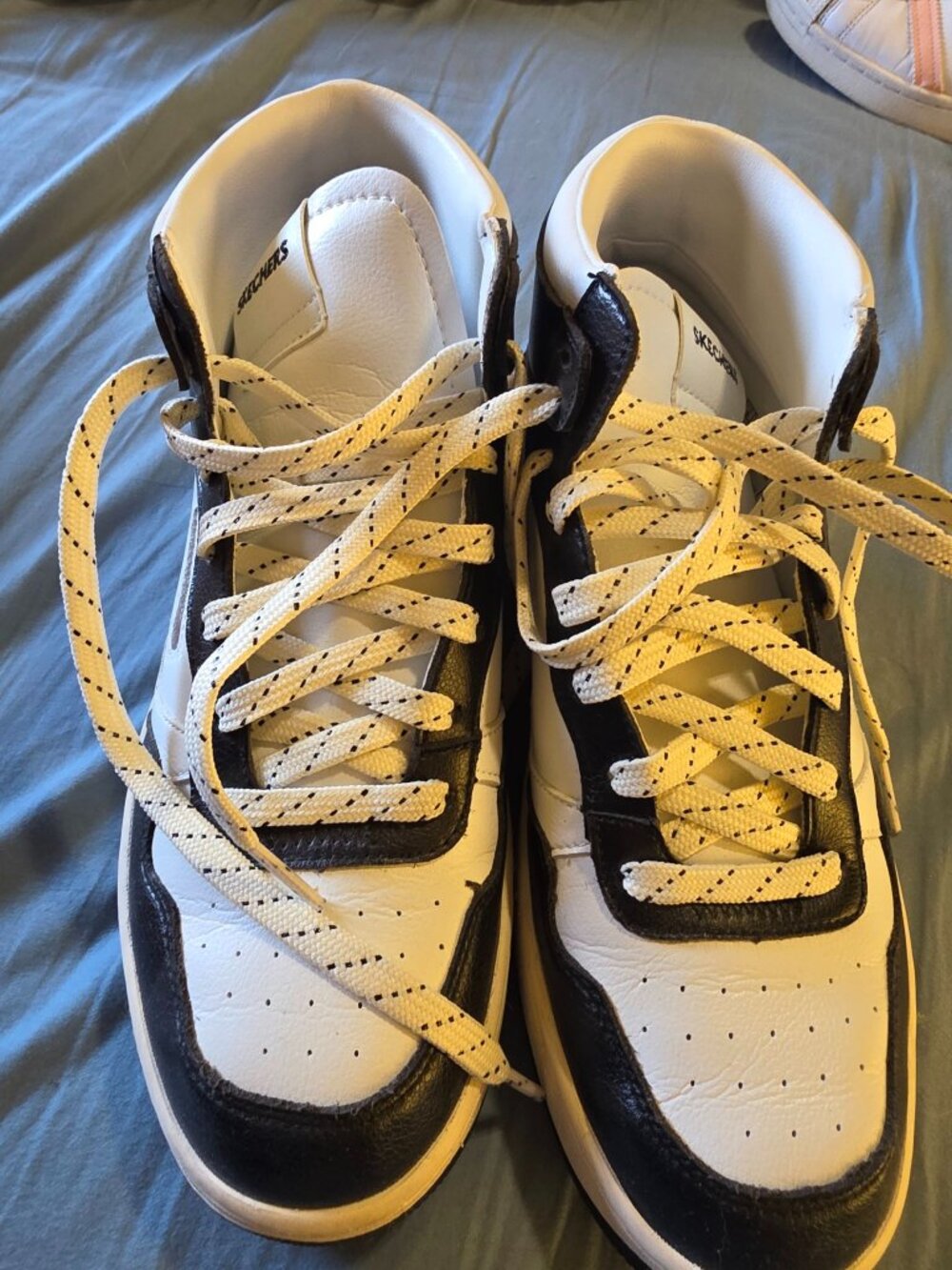 Skechers High Top Sneakers — Black & White — Memory Foam — Women's US 8 — Worn O - Picture 3 of 3